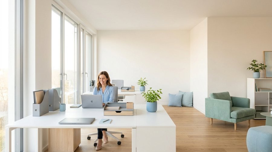 Pristine productive office workspace
