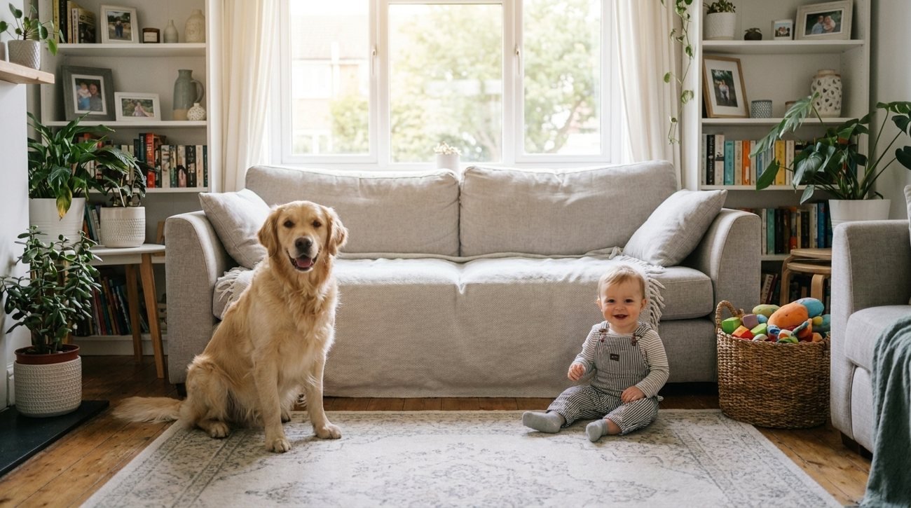 The same living room spotless after a Starbiz cleaning